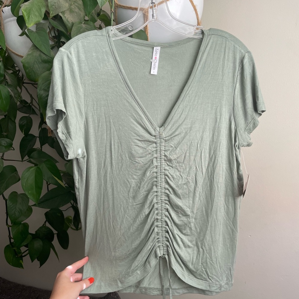 NWT Sage Green Ruched Top